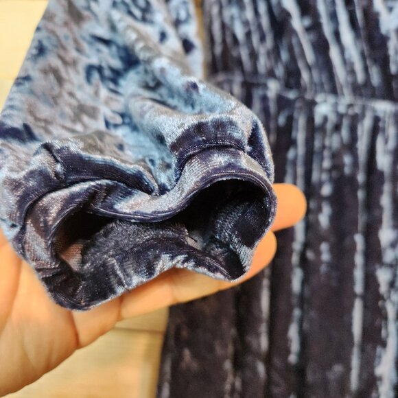 Modcloth Dress Size Small Totally Crushed It Velvet Mini Dress Velour Slate Blue - Picture 8 of 16